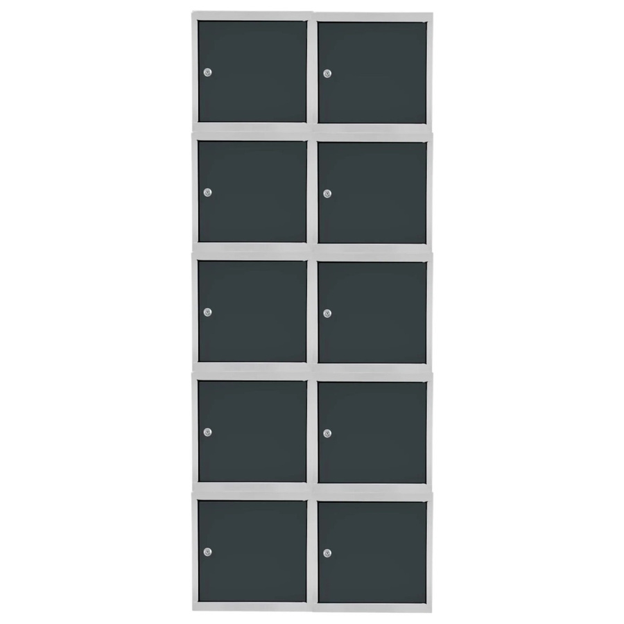 PROREGAL Blocky Schließfachwürfel Set aus 10 Einheiten mit Zylinderschloss und 2 Schlüsseln, Farbe: Lichtgrau/Anthrazitgrau, B/T/H: 40 x 40 x 40 cm - Bild 2