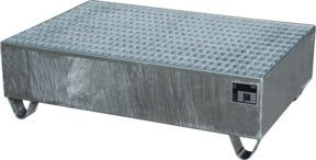 Bauer Südlohn Auffangwanne feuerverzinkt für 2 Fässer à 200 l mit Gitterrost, Farbe: Silber, B/T/H: 80 x 120 x 36 cm - Bild 1