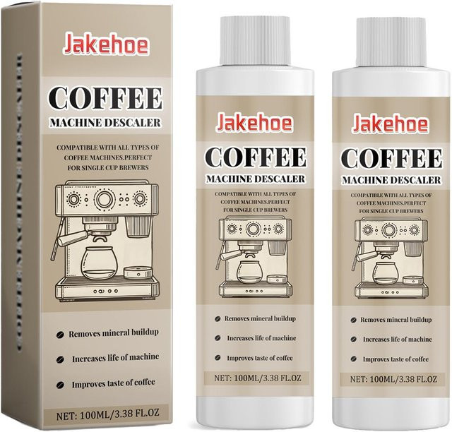 Jakehoe Kaffeemaschinenreiniger Entkalkungslösung für Espresso- und Filterkaffeemaschinen, 2 x 100 ml - Bild 1