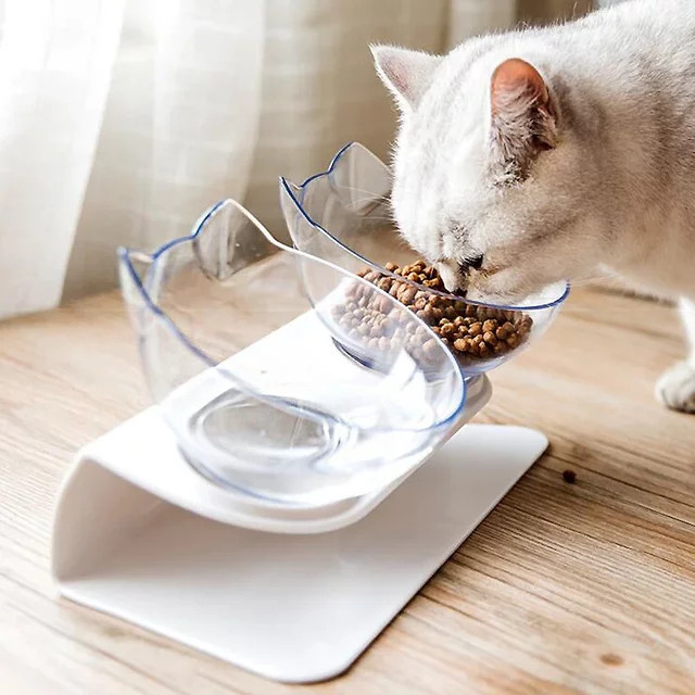 KAMANLONG Rutschfester Doppel-Napf mit Ständer für Katzen und Hunde, Transparent - Bild 1