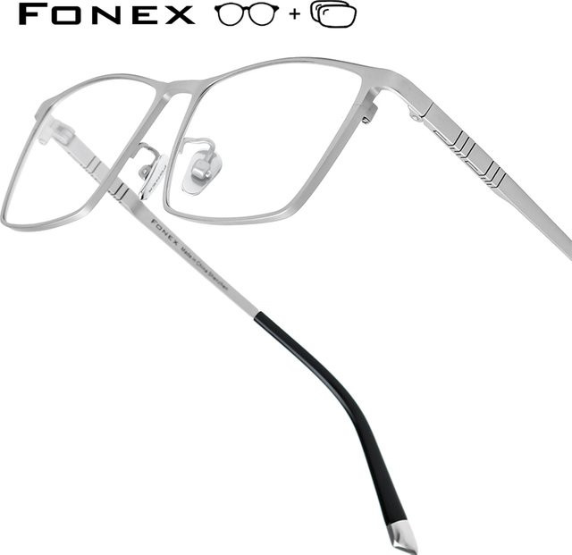 FONEX Progressive Brille, Quadratisch, Titan, Silber, Männer - Bild 1