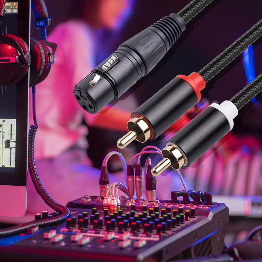 ALLOYSEED Stereo-Audiokabel XLR-Buchse auf Dual-RCA-Stecker in Schwarz zur Anti-Interferenz für Mischpult, Leistungsverstärker und Mikrofon - Bild 4