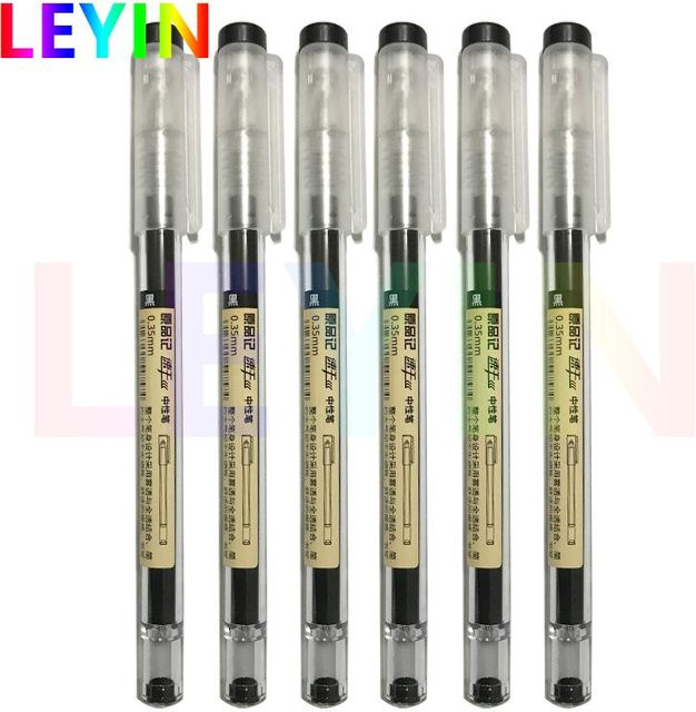 LEYIN Gelstifte Set mit 0,35 mm feiner Spitze, Farbe Schwarz, 6 Stück - Bild 1