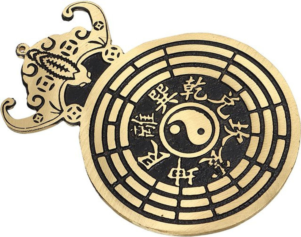 Tooarts Bagua Pendel Fledermaus aus Messing in Gold für Feng Shui Dekoration - Bild 1