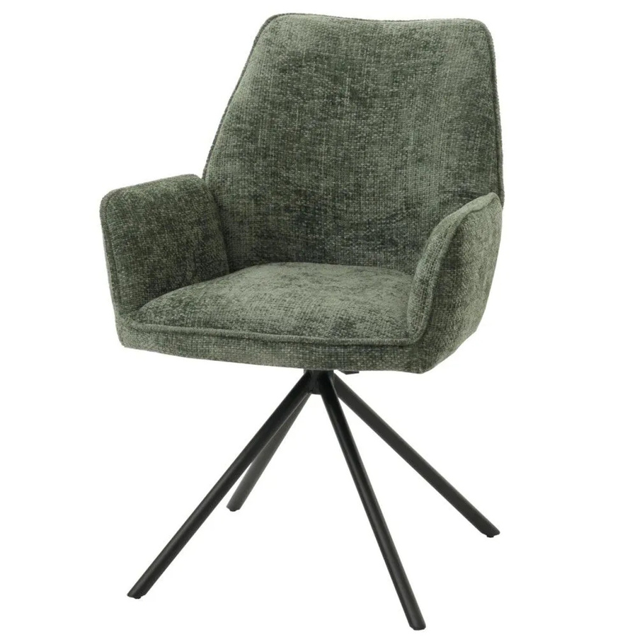 Esszimmerstuhl MCW-G67 mit Armlehnen in Grün aus Chenille mit Auto-Return-Funktion, B/T/H: 60 x 60 x 86 cm - Bild 2