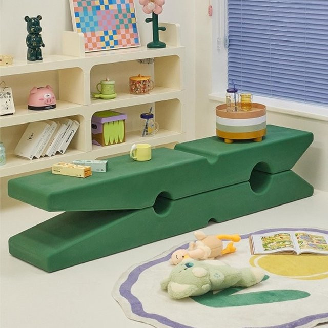 UOSU Nordic Hocker im skandinavischen Design aus Stoff, Farben: Gelb und Grün - Bild 1