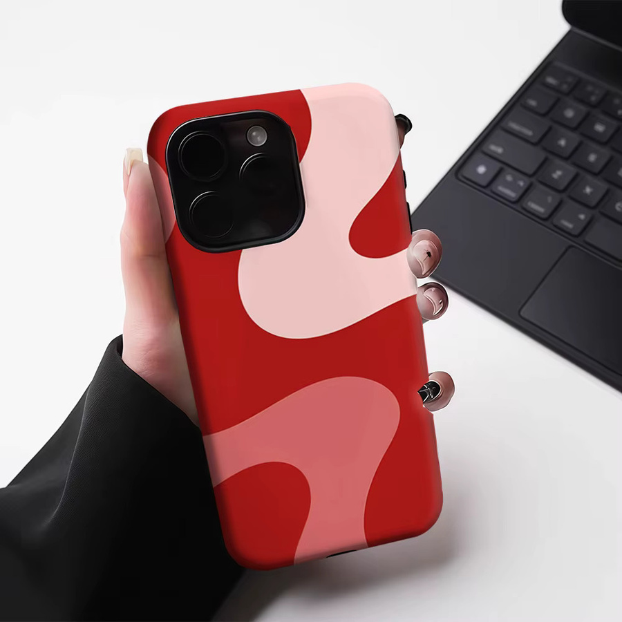Potdemiel Magnetische Handyhülle Red Tone Curved Wave für iPhone 17 16 15 14 13 Pro Max Plus Tough Case in Rot - Bild 4