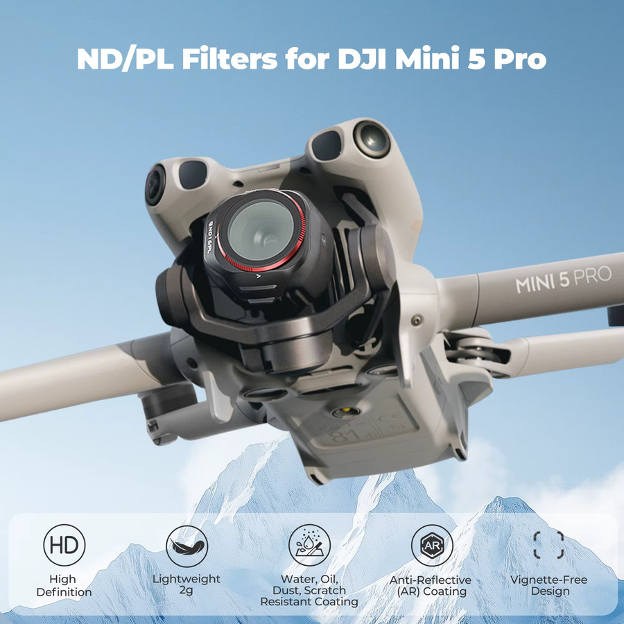 Freewell Bright Day 6er-Pack ND/PL-Filter Set ND8/PL, ND16, ND32, ND64, ND128, ND256/PL in Schwarz für DJI Mini 5 Pro - Bild 2