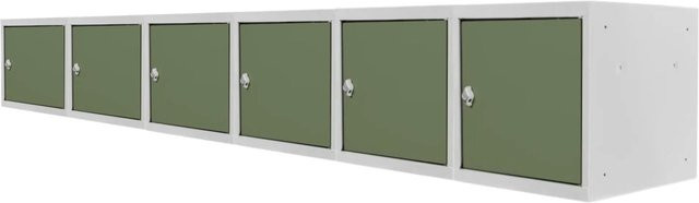 PROREGAL Blocky Schließfachwürfel Set aus 6 Stück mit Drehriegelschloss für Vorhängeschlösser, Farbe: Lichtgrau/Grün, B/T/H: 40 x 40 x 40 cm - Bild 1