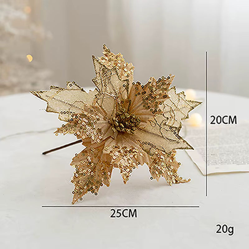 Ataozhekou Künstliche Weihnachtsblume in Gold und Silber zur Tischdekoration für Weihnachten und Neujahr - Bild 2