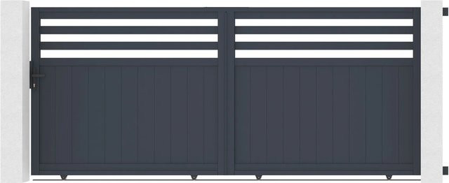 Casanoov Elektrisches Schiebetor Nevis aus Aluminium in Grau inklusive Schiebetorantrieb Ranger C300, Breite: 370 cm, Höhe: 160 cm - Bild 1