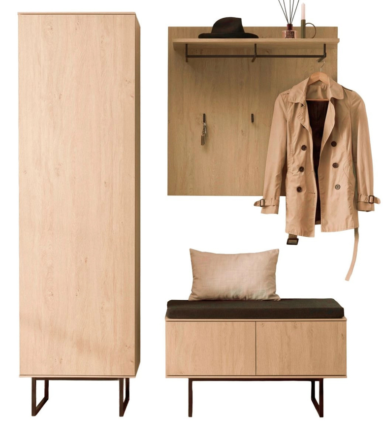 4-tlg. Garderobe Set Breda von Furn.Design in Eiche matt, modern für den Flur, B/T/H: 158 x 40 x 200 cm - Bild 6