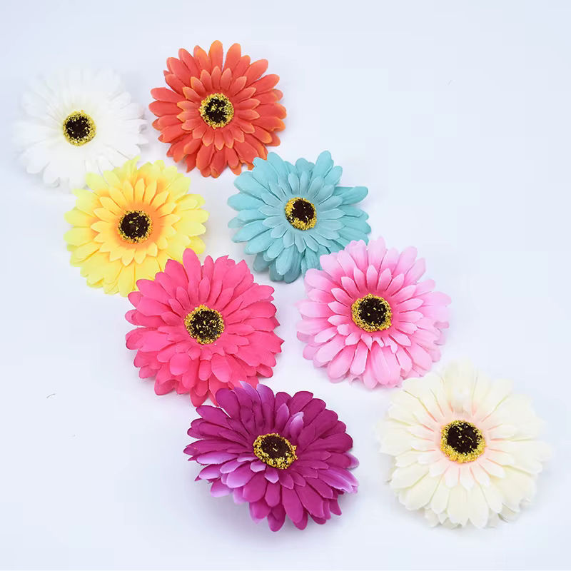 Künstliche Blumen Gerbera und Gänseblümchen in Multicolour aus Seide und Kunststoff für deine Weihnachtsdekoration oder Hochzeit, Höhe: 10 cm - Bild 2