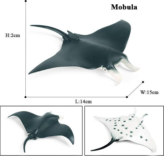 Oenux Meerestiere Rochen Teufelsrochen Mantarochen Spielfiguren 10-teiliges Set - Bild 1