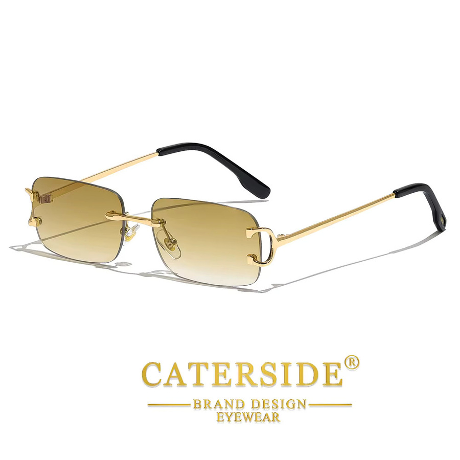 CATERSIDE Rechteckige Sonnenbrille, randlos, Weiß, Unisex, Metall - Bild 1
