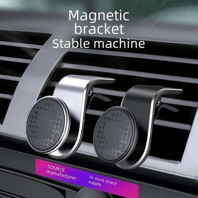 Magnetischer Autotelefonhalter aus Metall mit 360 Grad Drehung für die Lüftung, Schwarz - Bild 1