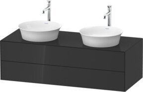 Duravit Waschtischunterschrank White Tulip in White Glossy, 2 Schubladen, beidseitig Beckenöffnung, B/T/H: 130 x 55 x 40,8 cm - Bild 1