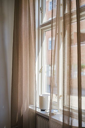 Jotex ALBA Voile-Gardine im 2er-Pack, Beige/Braun, Transparent, Polyester, Höhe: 135 cm - Bild 1