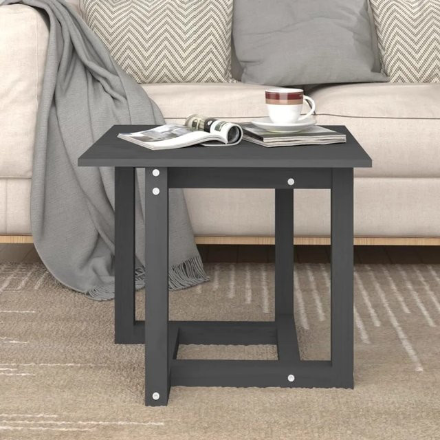 vidaXL Couchtisch aus massivem Kiefernholz in Grau, quadratisch, B/T/H: 50 x 50 x 45 cm - Bild 1