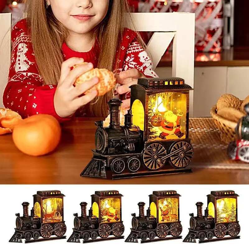 Heinast Weihnachts-Kristallkugel Ornament mit Zug-Motiv und LED-Nachtlampe für die Tischdekoration - Bild 2