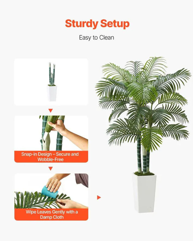Künstliche Areca-Palme von Buying Solutions, MB in Grün mit weißem Übertopf, Höhe: 182,9 cm, Breite: 104 cm, Tiefe: 104 cm - Bild 6