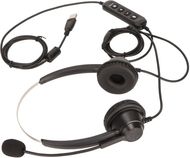 Honor Electronics USB Business Headset mit Geräuschunterdrückung, binaurales On-Ear Kopfhörer mit Mikrofon und einstellbarer Lautstärke, Schwarz - Bild 1