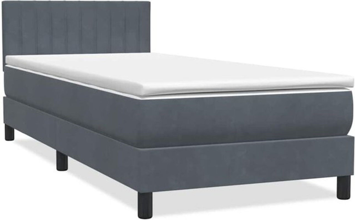 VIDAXL Boxspringbett mit Matratze und LED in Dunkelgrau aus Samt, B/T/H: 80 x 220 x 78 cm - Bild 1
