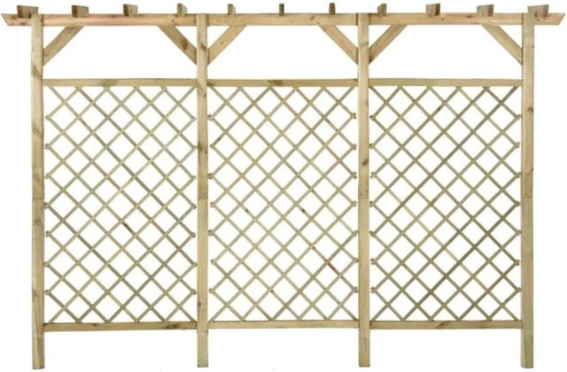 vidaXL Gitterzaun mit Pergola-Oberteil aus imprägnierter Kiefer, B/T/H: 300 x 50 x 200 cm, braun/grün - Bild 1