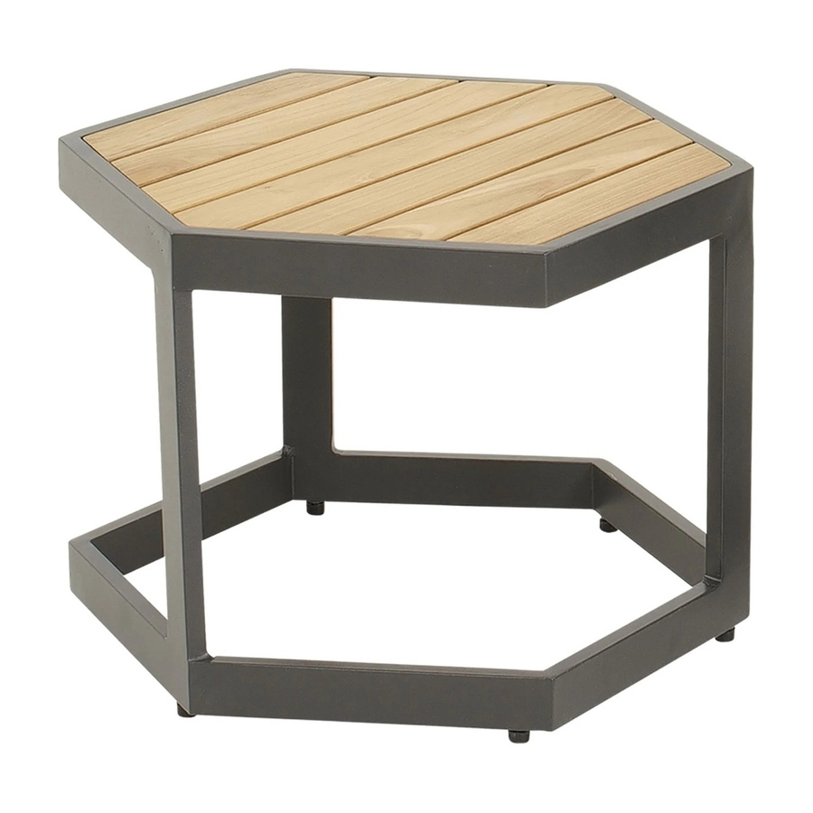 Lesli Beistelltisch Esagono in Anthrazit mit Teakholz B/T/H: 34 x 48 x 41,5 cm - Bild 2