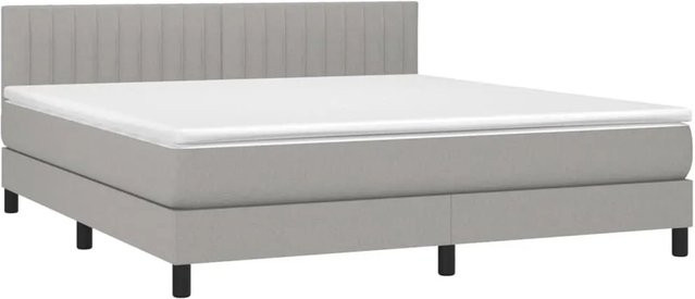 vidaXL Boxspringbett mit Matratze in Hellgrau, Hybridbett mit LED-Unterbettbeleuchtung und USB-Ladeport, B/T/H: 160 x 203 x 78 cm - Bild 1