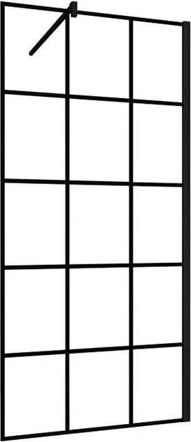 Duschparadies Walk-in Duschwand mit Gittermuster aus 8mm Nano Glas in Schwarz, B: 90 cm, H: 200 cm, inklusive 140 cm Stabilisator - Bild 1