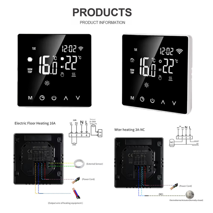 Tuya Smart Thermostat für Fußbodenheizung mit WiFi und App-Steuerung, Digitaler Temperaturregler in Schwarz mit Alexa Sprachsteuerung - Bild 6