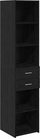 vidaXL Highboard in Schwarz und Eichen-Optik mit Türen und Schubladen, B/T/H: 40 x 42,5 x 185 cm