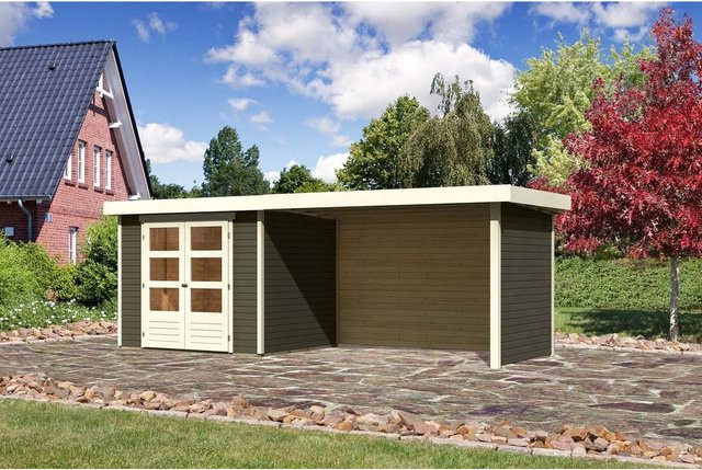 Karibu Holz-Gartenhaus Boras in Terragrau mit Flachdach und modernem Design, B/T/H: 238 x 213 x 211 cm - Bild 1