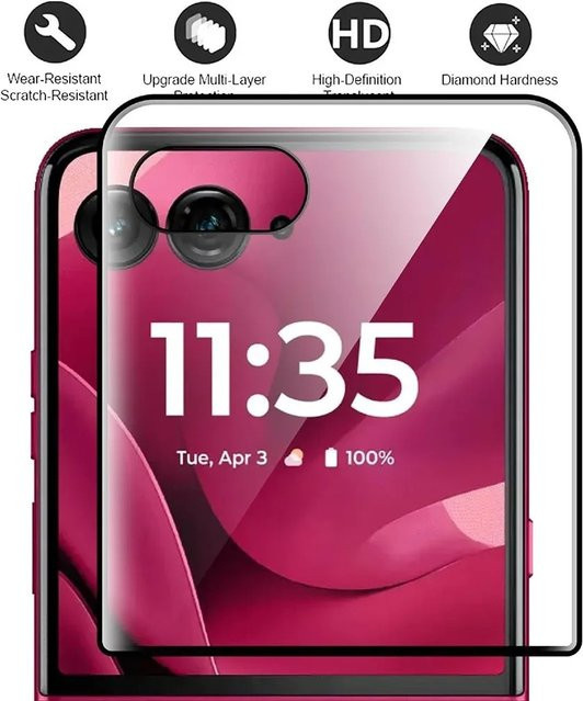Motorola Moto Razr 50 und Razr 60 Ultra Plus Displayschutzfolie aus 3D gebogenem 9H gehärtetem Glas, transparent, kratzfest - Bild 1