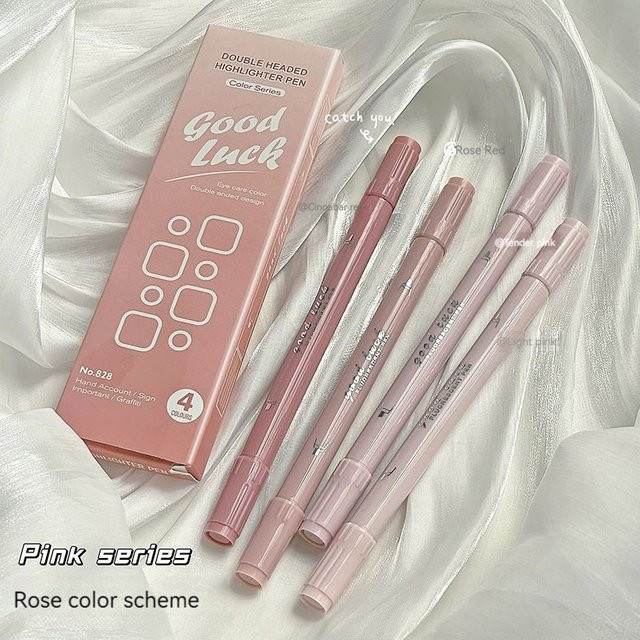 Hopk 4er Set Pastell Textmarker mit Doppelkopf und Farbverlauf in Pink für Schule und Büro - Bild 1