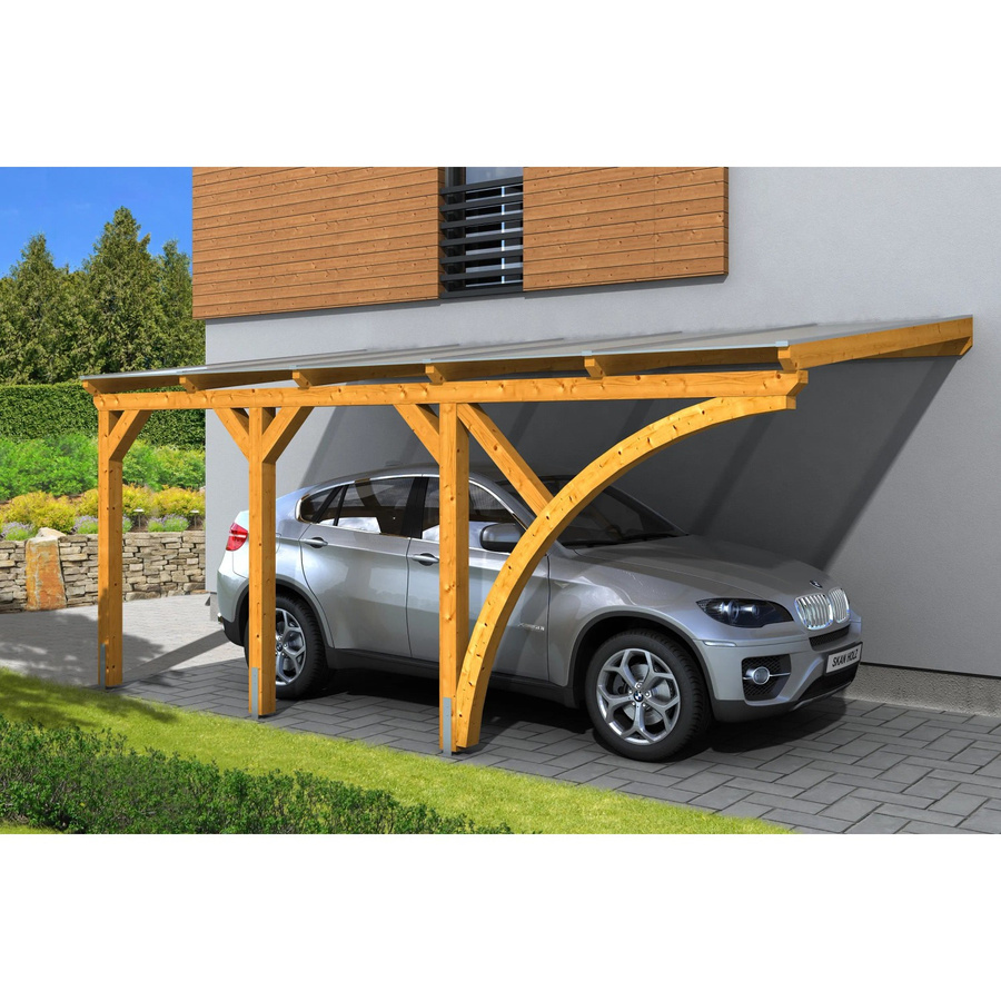 Skan Holz Carport Eifel in Eiche hell, B/T: 300 x 541 cm, Firsthöhe: 262 cm, farbbehandelt braun - Bild 2