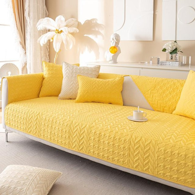 Super Six Skandinavisches Jacquard Kissen in Gelb, rutschfest und fleckabweisend, Breite: 70 cm, Höhe: 70 cm - Bild 1