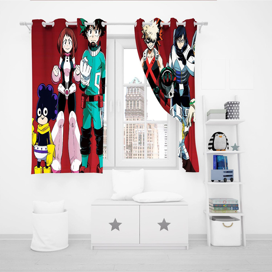 Halbtransparente Vorhänge mit Grafikdesign von Household supplies MH, Mehrfarbig, B: 100 cm, H: 140 cm - Bild 2