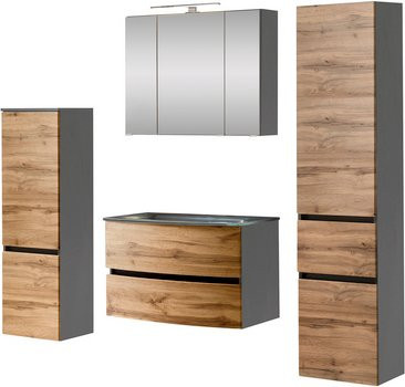 HELD MÖBEL Waschtisch-Set KOPENHAGEN in 7-teiliger Ausführung, modern, braun/grau, B/T/H: 180 x 40 x 35 cm - Bild 1
