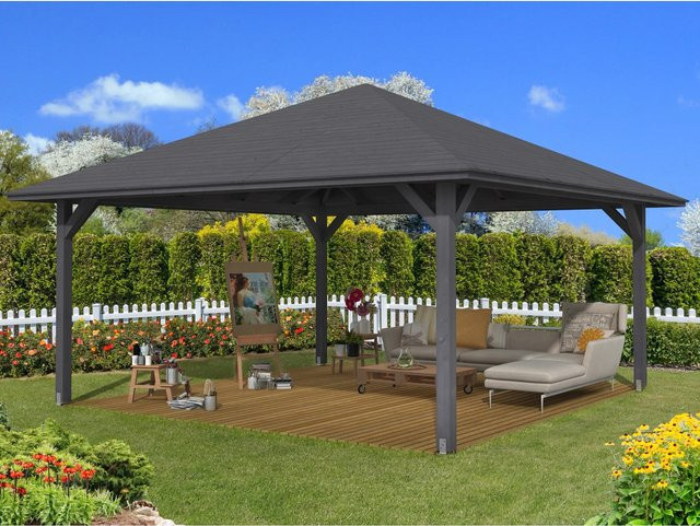 Skan Holz Pavillon Cannes 4 aus Holz in Eiche und Schiefergrau, B/T: 489 x 489 cm - Bild 1