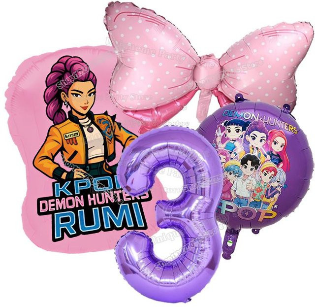 Yiran toy 1 Kpop Dämonenjäger Geburtstag Ballons Set mit Zahlen und Figuren für Mädchen, Mehrfarbig - Bild 1