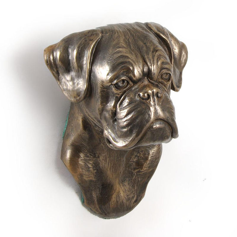 Hängende Boxer Hundestatue als dekorative Büste von Art-Dog in Braun aus Kunstharz und Metall - Bild 6