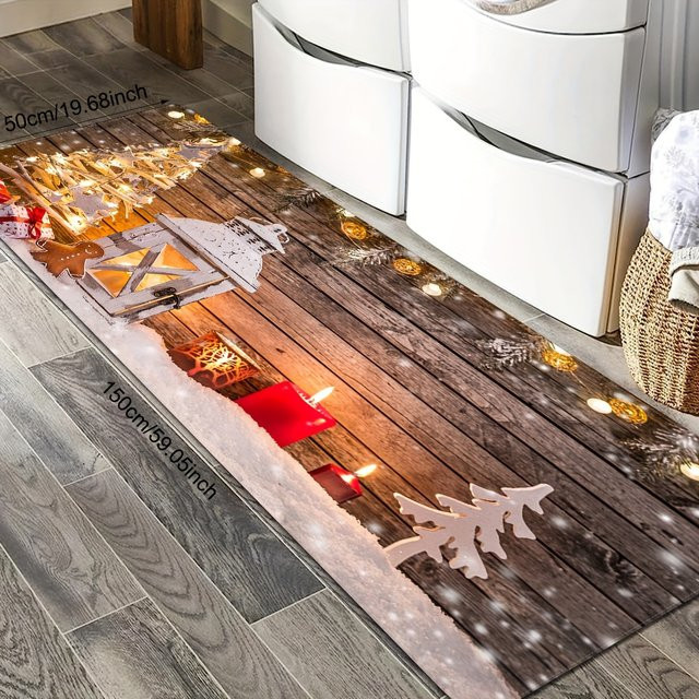 VIKAMA Weihnachten Schnee Szene Teppich Set aus 2 Stück, Mehrfarbig, B/T: 60 x 40 cm - Bild 1