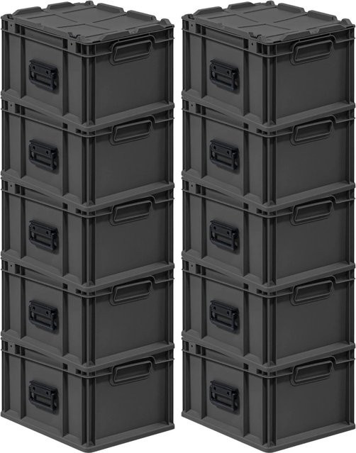 PROREGAL Eurobox Nextgen Portable Transportbox im 10er Set, Schwarz, H x B x T: 23,5 x 30 x 40 cm, 20 Liter pro Box - Bild 1