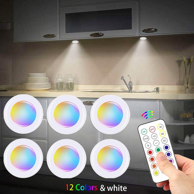 Dimmbare RGB-LED-Unterschrankleuchte in Weiß mit Fernbedienung für Küche, Schlafzimmer und Vitrine - Bild 1