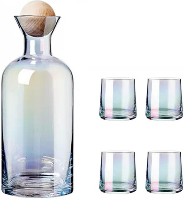 Aimo Glaskrug Set mit 4 Tassen und Deckel, transparent/weiß, 1200 ml Fassungsvermögen - Bild 1