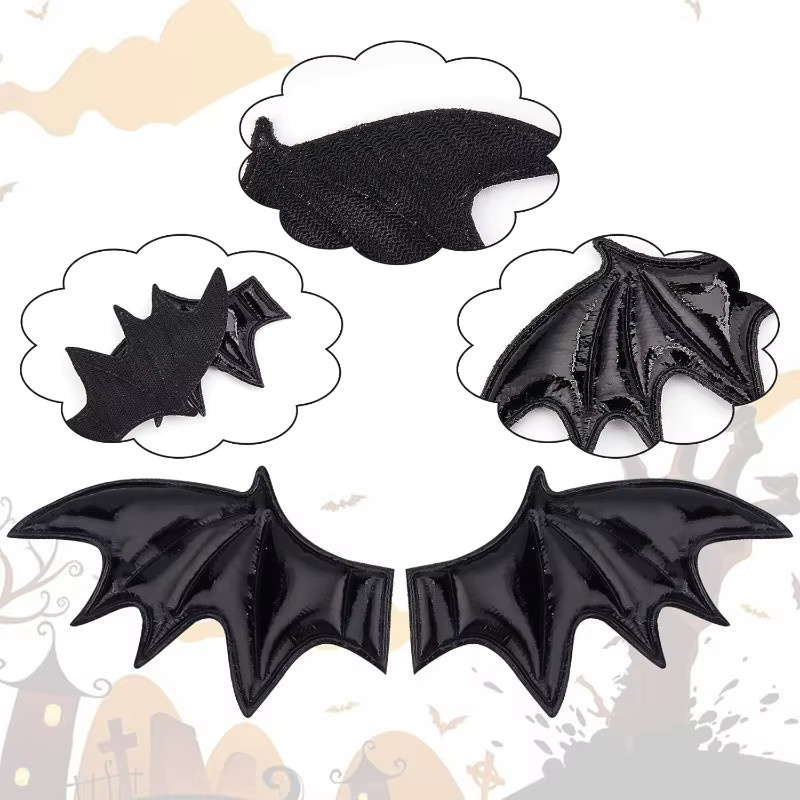 nbeads Fledermaus Flügel, Leder, Schwarz, Halloween, Unisex - Bild 4