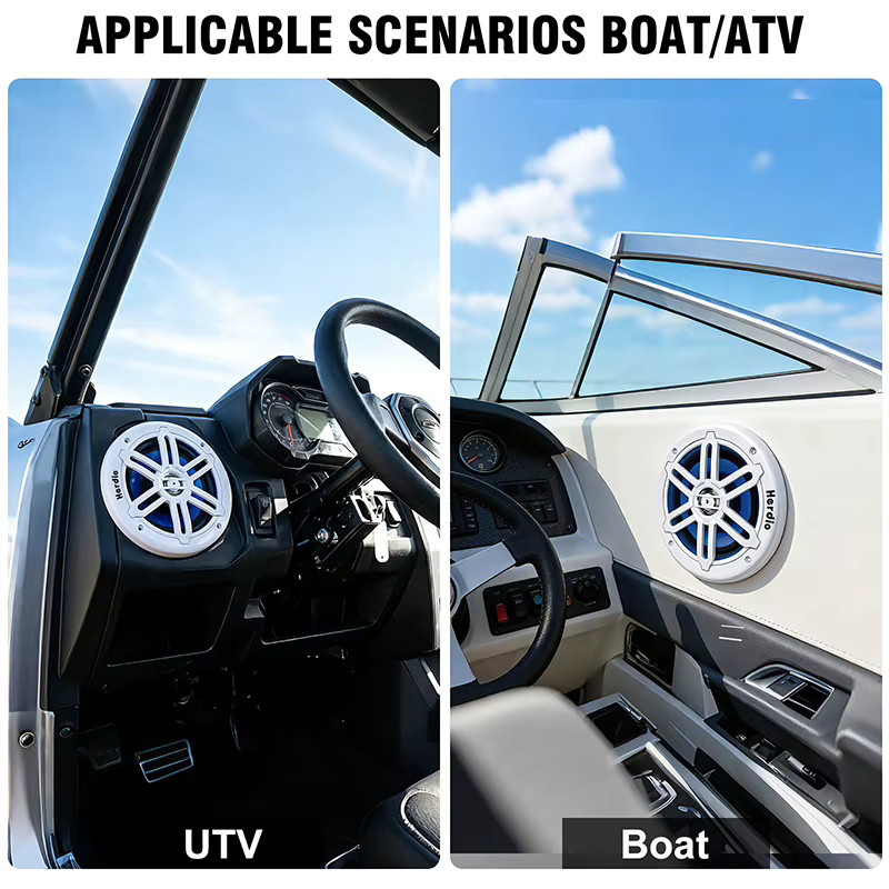 Herdio 8 Zoll Marine-Koaxiallautsprecher mit 450W, IP66 wasserdicht und UV-beständig, Weiß mit blauer LED-Beleuchtung für Boote, ATV und UTV - Bild 5