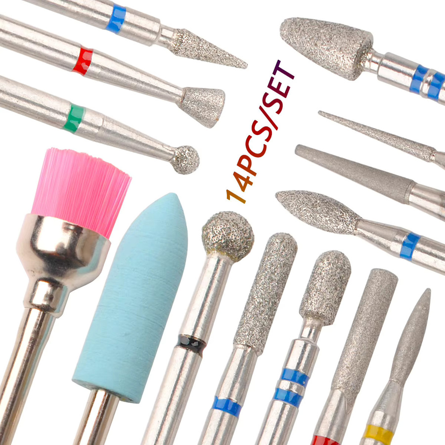 Nagelbohrer-Set, 14-teilig, für Maniküre und Pediküre, rotierend - Bild 2